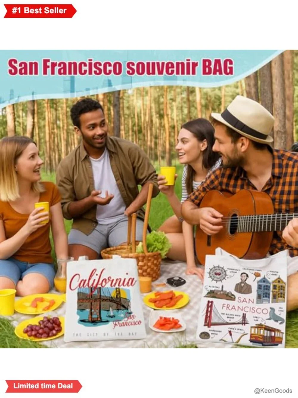 12 Pack Canvas Tote Bags San Francisco Souvenir Reusable Grocery Bags
